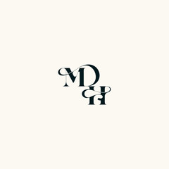 fancy curve logo bold and hairline initial letter wedding monogram elegant HM