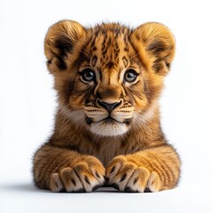 Obraz premium Lovely lion cub design featured on a white background.