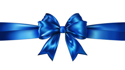 a blue bow with a ribbon