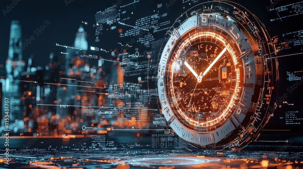 Poster Digital countdown timer displaying zero urban environment futuristic technology visual nighttime cityscape perspective countdown concept for enhanced engagement