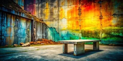 Vintage Grunge Concrete Texture: Distressed Wall & Stone Table Background