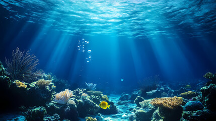 Obraz premium Under the sea seascape landscape aquatic sea life. Seafloor. Illustration