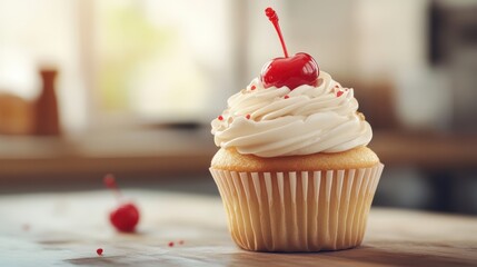 The Delicious Cherry Topped Cupcake
