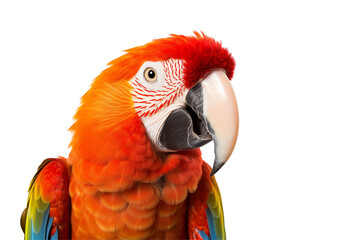 Obraz premium Vibrant Tropical Parrot Isolated on Transparent Background - Colorful Illustration with Precise Details for Design, Creative Projects, and Exotic Decorations - Perfect for Art, Advertising. Png cut.