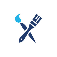 crossed Paint brush colored icon vector design good for web or mobile app