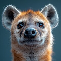Obraz premium A close up photograph of a hyena with a blue background.