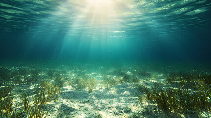 Fototapeta premium Sea underwater outdoors nature. Seafloor. Illustration