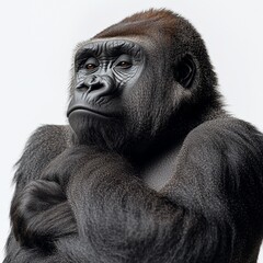 Attractive gorilla graphic displayed on a white surface.