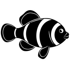 Clown fish Silhouette On White Background