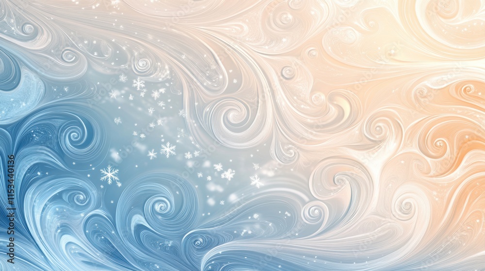 Aufkleber Frost patterns on glass create a winter wonderland of swirling designs and delicate snowflakes under cold light. Generative AI