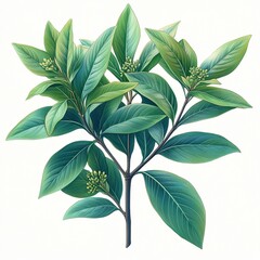 Artwork featuring a pieris plant against a white surface.