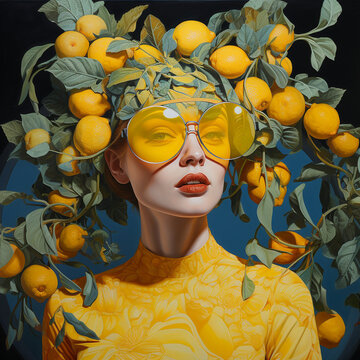 Girl in lemons 1 . Generative Ai.