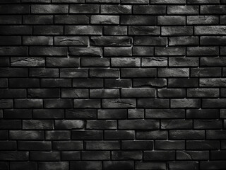 Black brick wall pattern with rough texture providing a solid grunge surface for architecture
