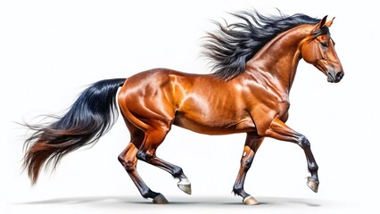 Obraz premium Elegant Bay Horse Isolated on White Background - Stock Photo