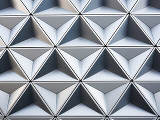 Fototapeta premium Abstract modern aluminum ventilated facade with triangle shapes in close up view
