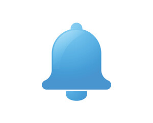 Blue notification Bell. Realistic blue ringing bell for social media reminder, event reminder. icon isolated on white background.