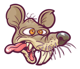 Funny cartoon rat vectorized ink drawing. 