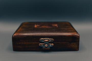 Vintage wooden box with metal latch