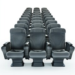 Obraz premium Rows of empty gray seats are waiting for spectators in a modern auditorium or theater