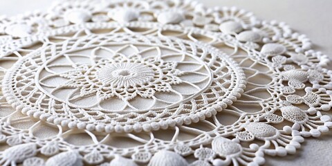 Obraz premium Elegant White Paper Doily, Intricate Lace Detail, High-Resolution Stock Photo