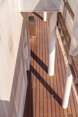 Metal building structure with wooden floors in the park