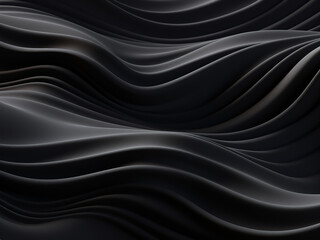 Fototapeta premium Black abstract background with a smooth wavy surface rendered in 3d