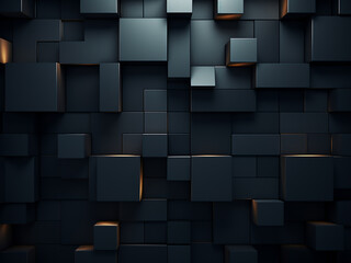 Geometric black squares backdrop creating a polygonal tile wall look