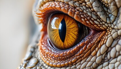 Naklejka premium A reptile's eye, likely a lizard , with a large and vibrant eye