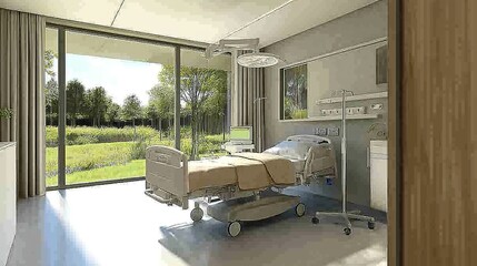 Modern hospital delivery room setup with medical staff attending to a newborn baby, symbolizing the miracle of life and the dedication of healthcare professionals.