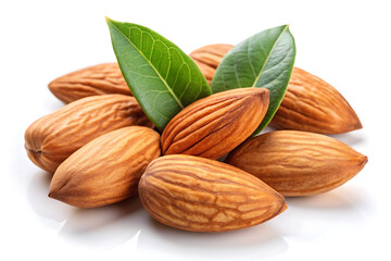 nuts and almonds white background