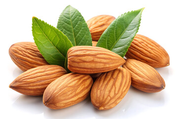 almonds on white background