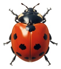Fototapeta premium A red ladybug with black spots, antennae, and legs