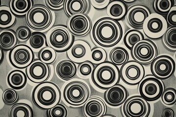 Abstract monochrome pattern of concentric circles in geometric arrangement, creating a bold and artistic backdrop