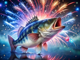Naklejka premium Festive Fourth of July Bass: Macro Generative AI Art