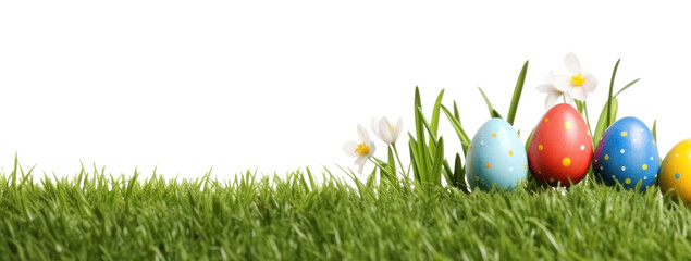 PNG Easter eggs in grass field plant celebration springtime.