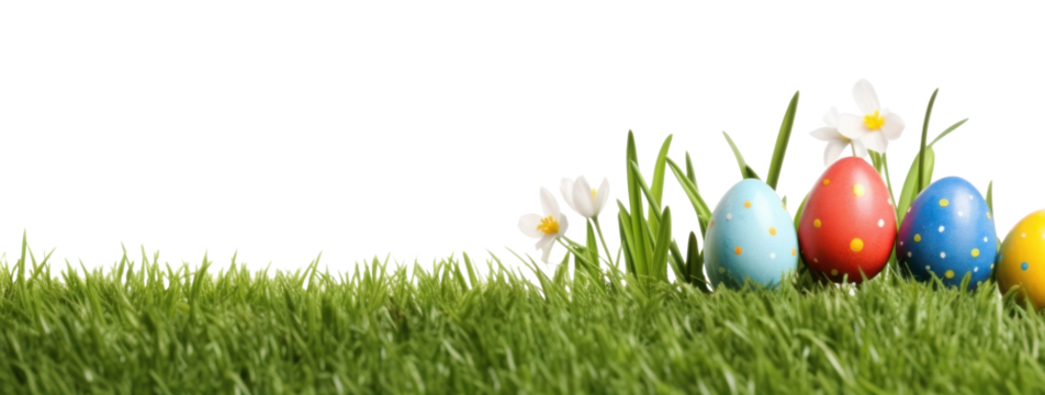 PNG Easter eggs in grass field plant celebration springtime.