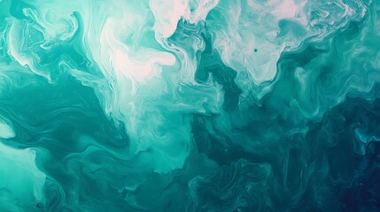 Fluid Teal Abstract Digital Painting: Swirling, Ethereal Textures. AI Generated