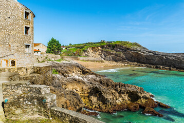 The beautiful city of Ribadesella, Asturias, Spain. Cantabrian Sea