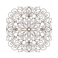 Print Blossom Mandala Shape. Circular pattern in form of mandala, tattoo, decoration. Decorative ornament in ethnic oriental style. 