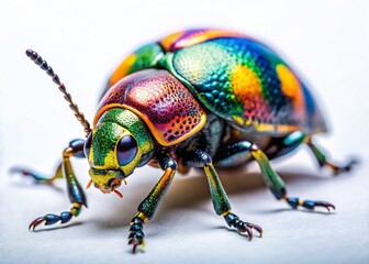 Naklejka premium Whimsical Patterned Beetle on White Background - Stock Photo