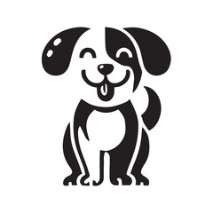 Naklejka premium Black and White Cartoon Dog Illustration