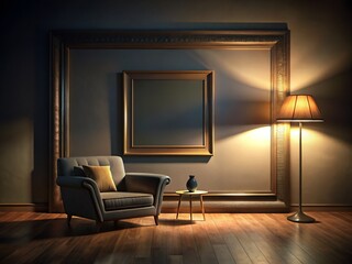 Silhouette Room Interior Mockup: Picture Frame Design, Shadow Photography
