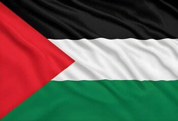 Fototapeta premium The flag of Palestine, consisting of three equal horizontal stripes from top to bottom