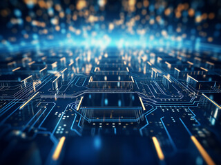 Technology and business infographics with computer networks and IT elements on a background