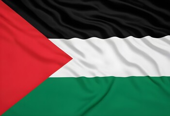 Fototapeta premium The flag of Palestine, consisting of three equal horizontal stripes from top to bottom