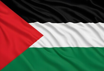Obraz premium The flag of Palestine, consisting of three equal horizontal stripes from top to bottom