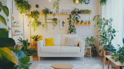 Bright Indoor Room with Soft Lighting and Plants