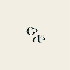wedding monogram elegant UO bold and hairline initial letter fancy curve logo