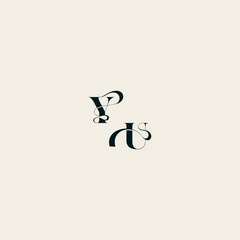 wedding monogram elegant UY bold and hairline initial letter fancy curve logo