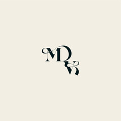 wedding monogram elegant VM bold and hairline initial letter fancy curve logo